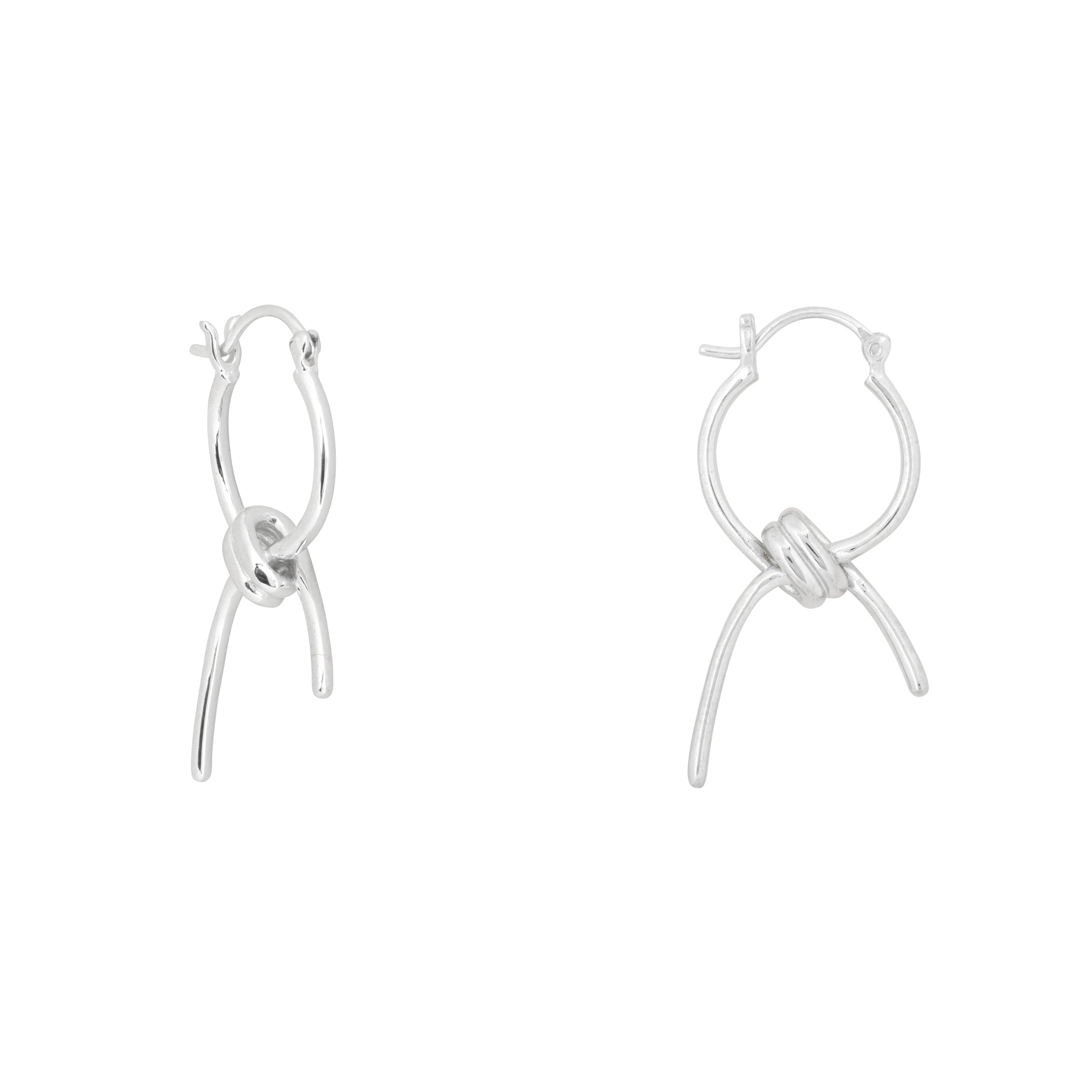 Pendientes de aro anudados plateados
