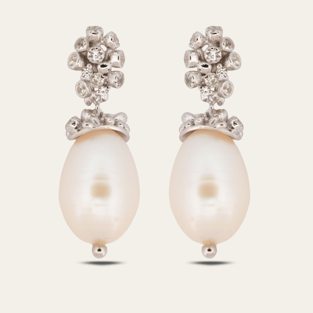 Silver Baroque Pearl Earrings - Lyra
