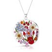 Mixed Flower Full Moon Large Pendant Necklace