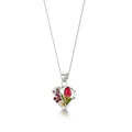Mixed Flower Heart Pendant Necklace