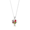 Mixed Flower Heart Pendant Necklace