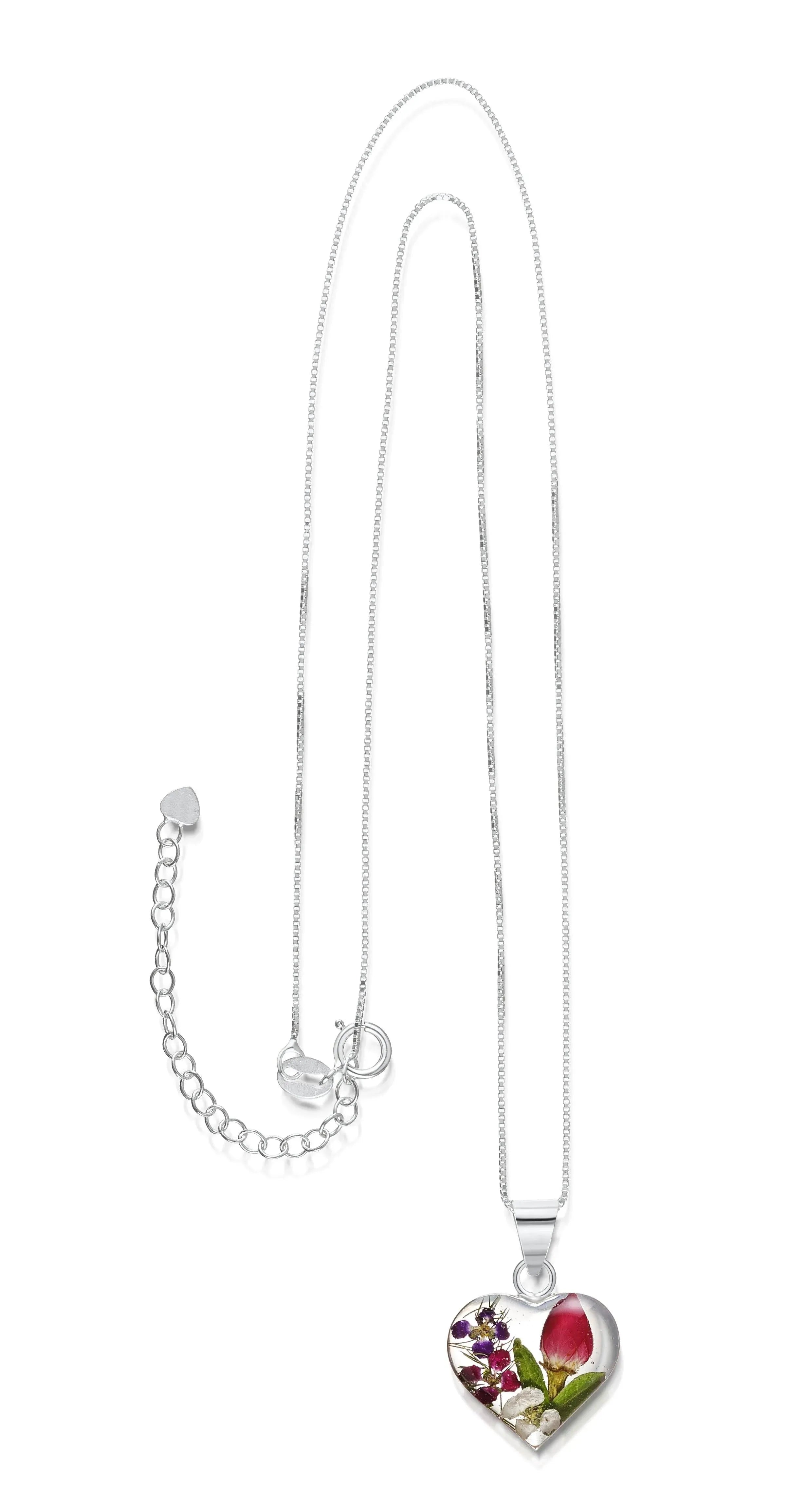 Mixed Flower Heart Pendant Necklace