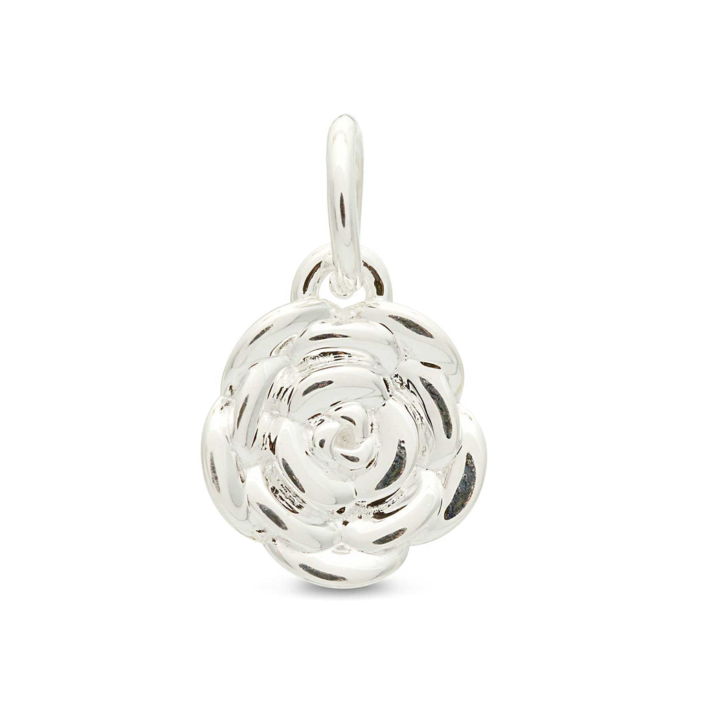Rose Flower Personalised  Silver Charm
