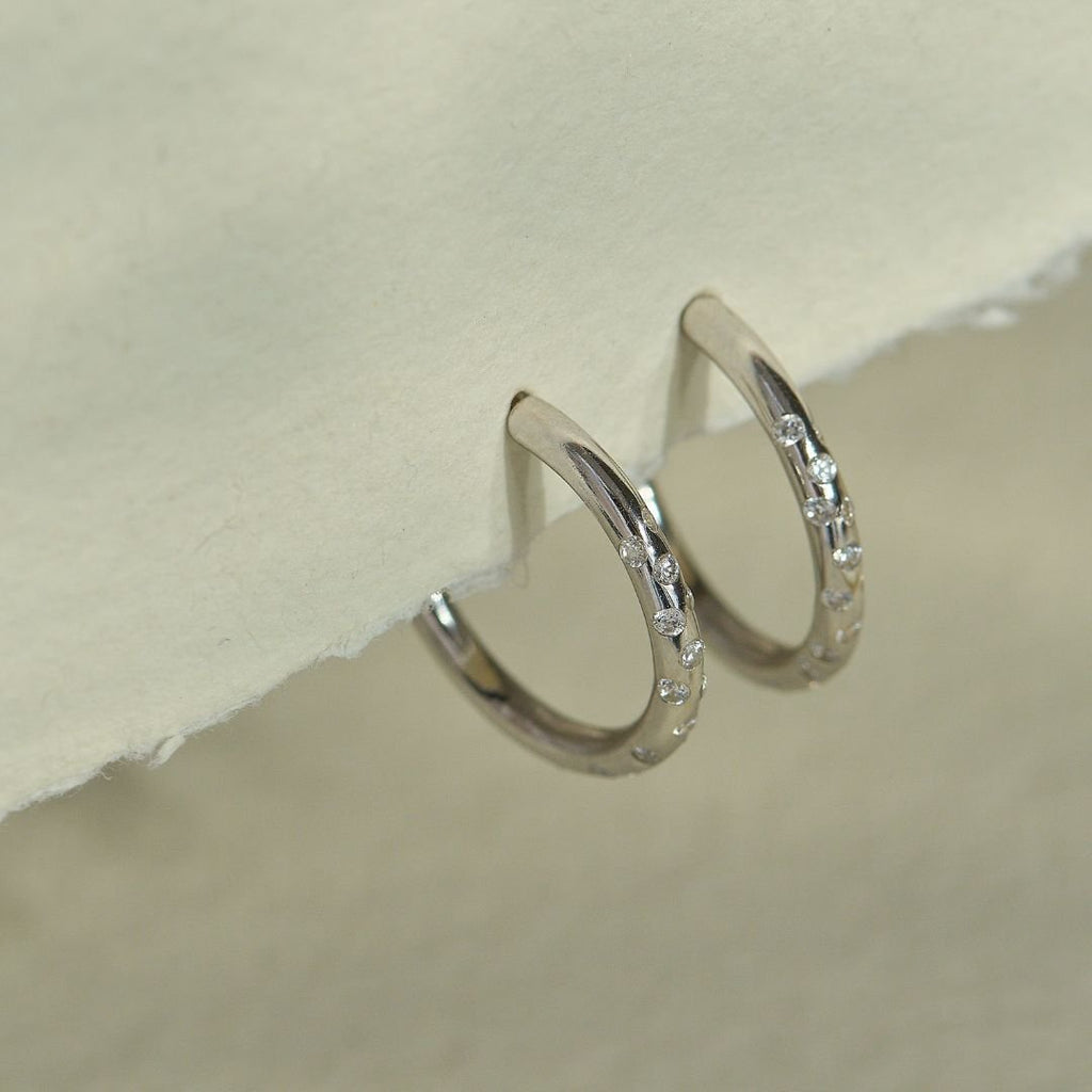 Silver White Topaz Gemstones- Seren Hoops