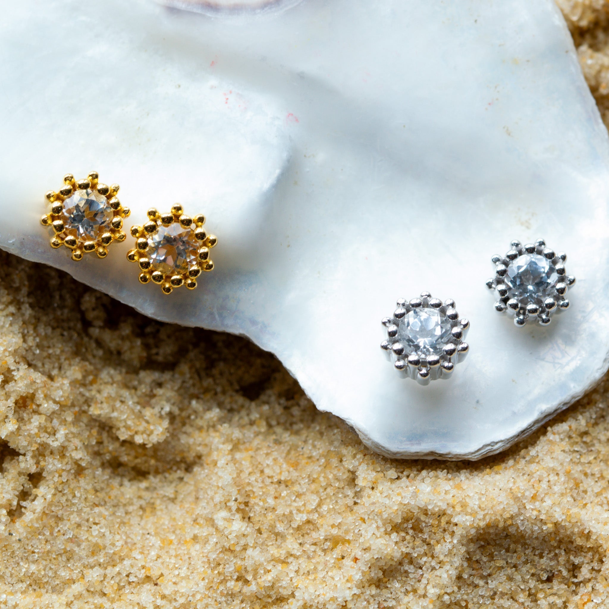 Silver White Topaz Seren Studs