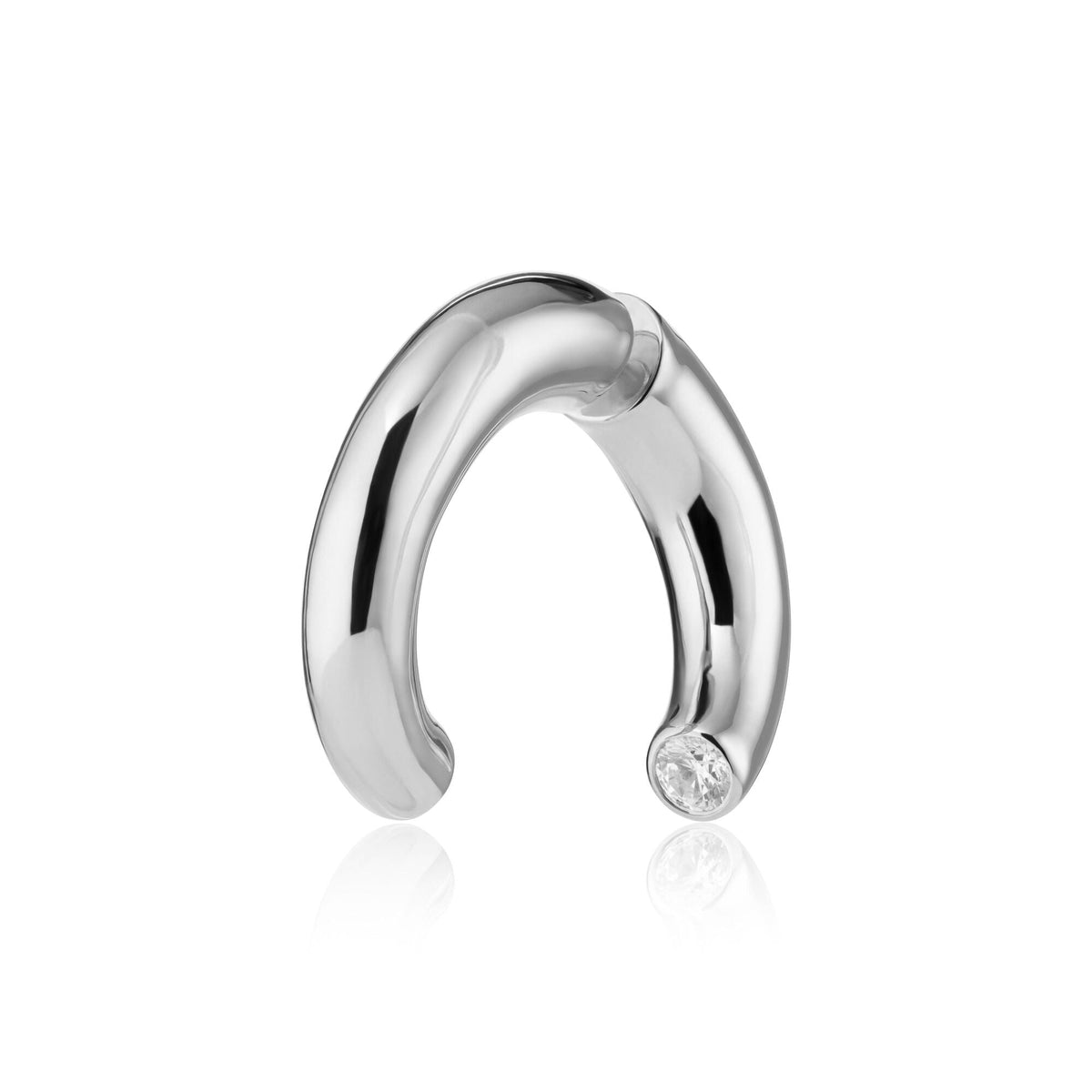 Sparkle Single Split Hoop Earring with Clear Stone