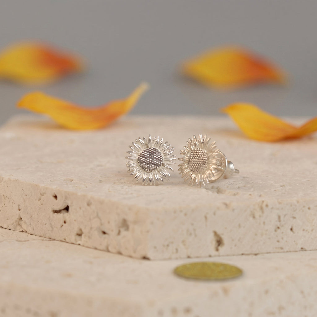 Sunflower Silver Stud Earrings