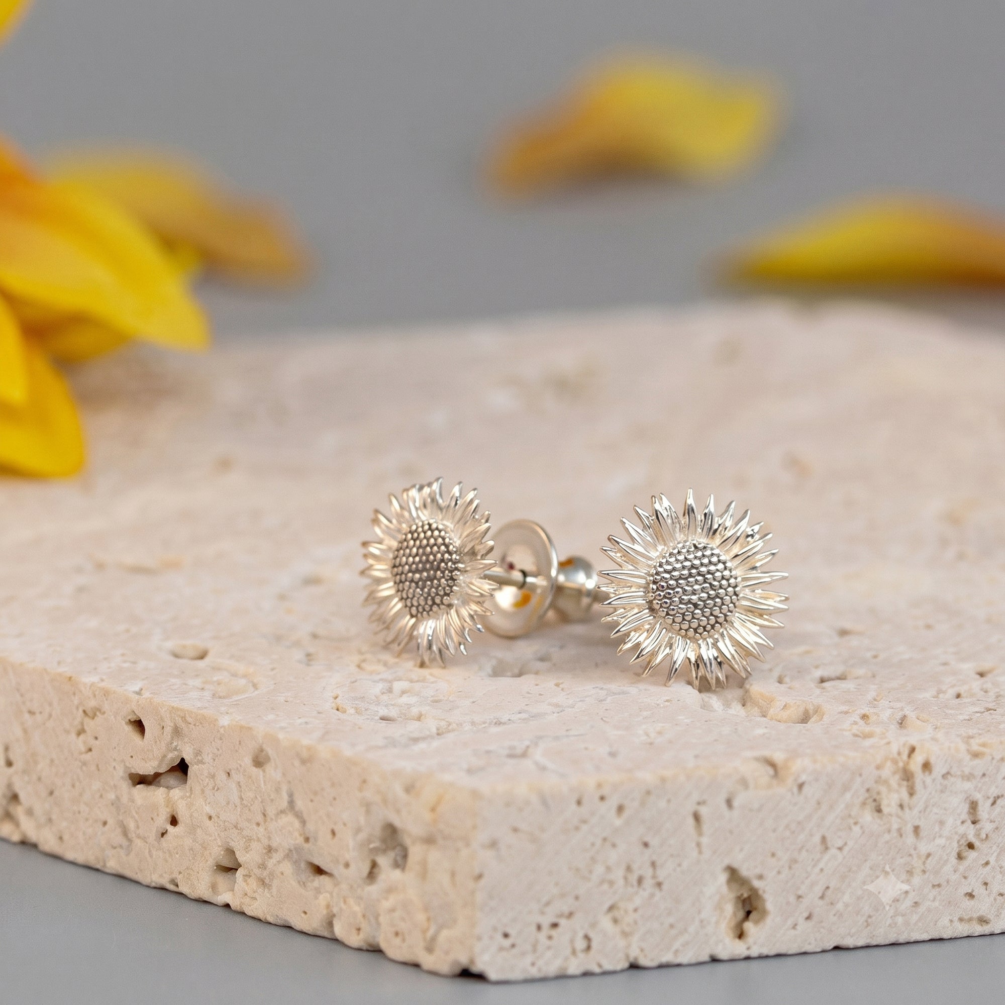 Sunflower Silver Stud Earrings
