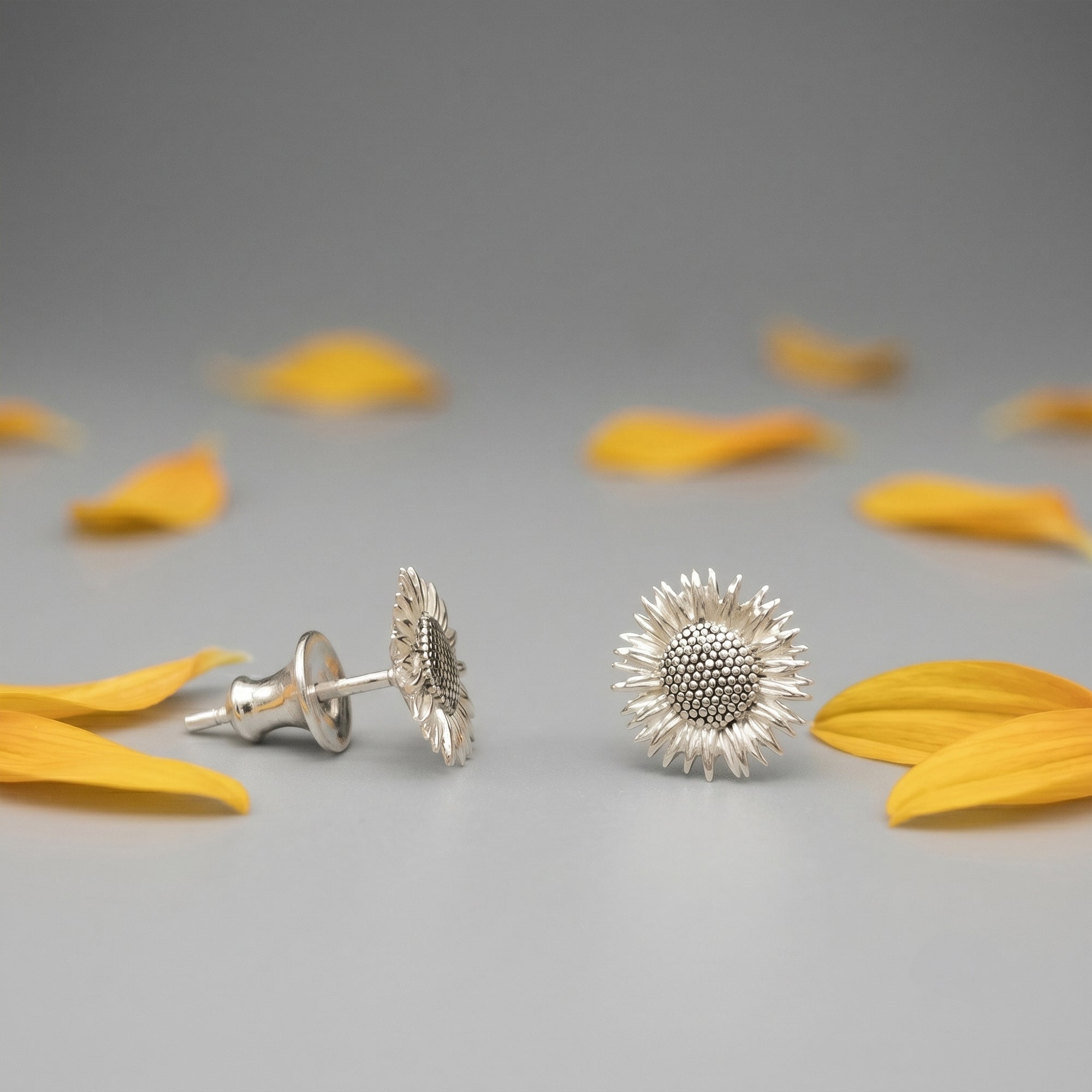 Sunflower Silver Stud Earrings
