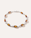 Silver Wave Amber Link Bracelet