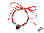 Red Ribbon Chain and Heart Padlock Choker