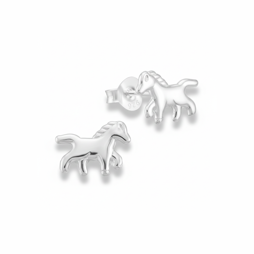 Sterling Silver Horse Stud Earrings