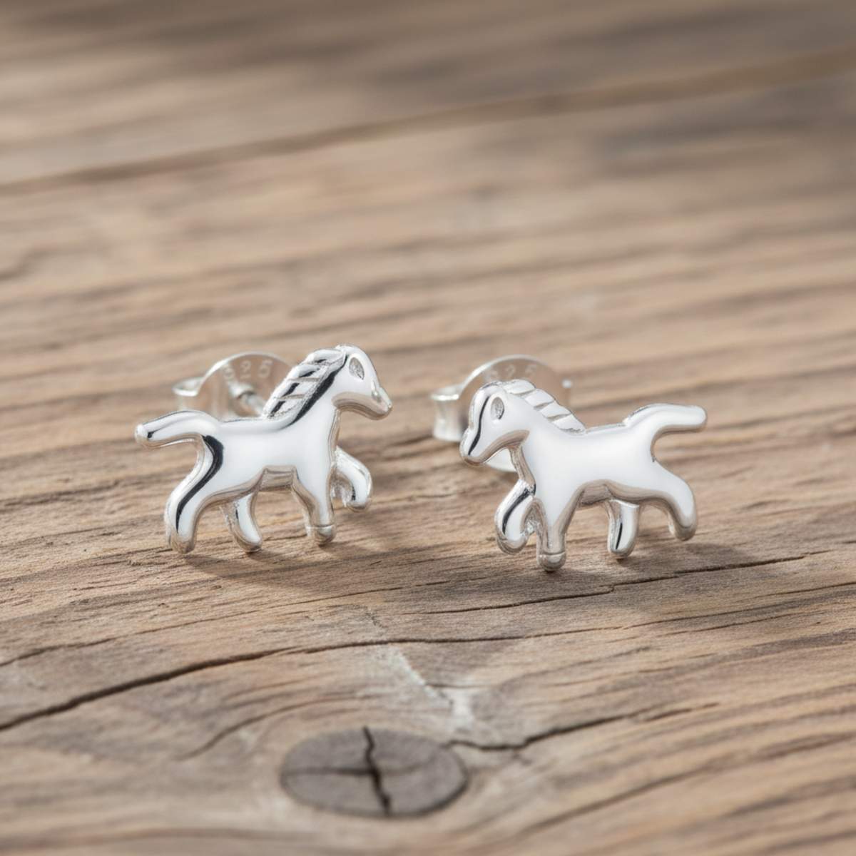 Sterling Silver Horse Stud Earrings