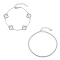 Silver clover bracelet set