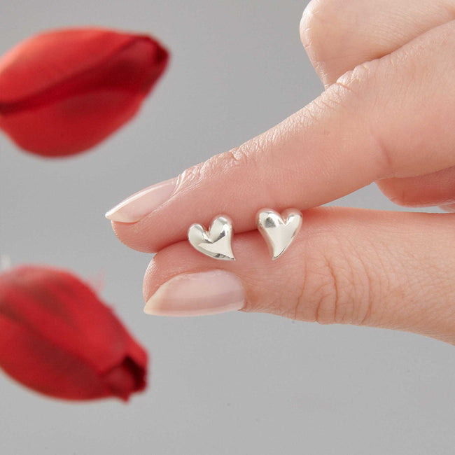 Simply Heart Silver Stud Earrings