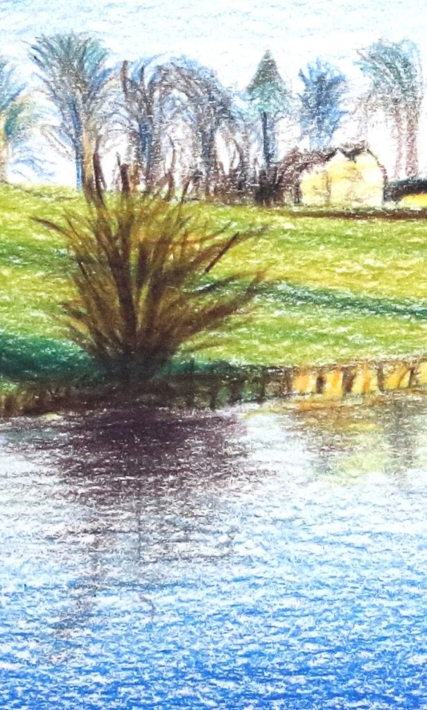 Sketch of River Aire in North Yorkshire