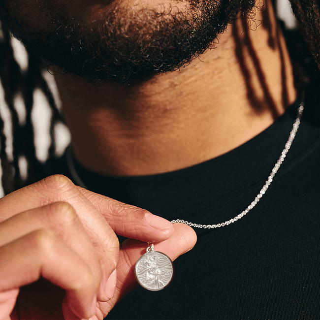 Storm Guardian Small Silver St Christopher Necklace