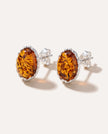 Floral Frame Amber Stud Earrings