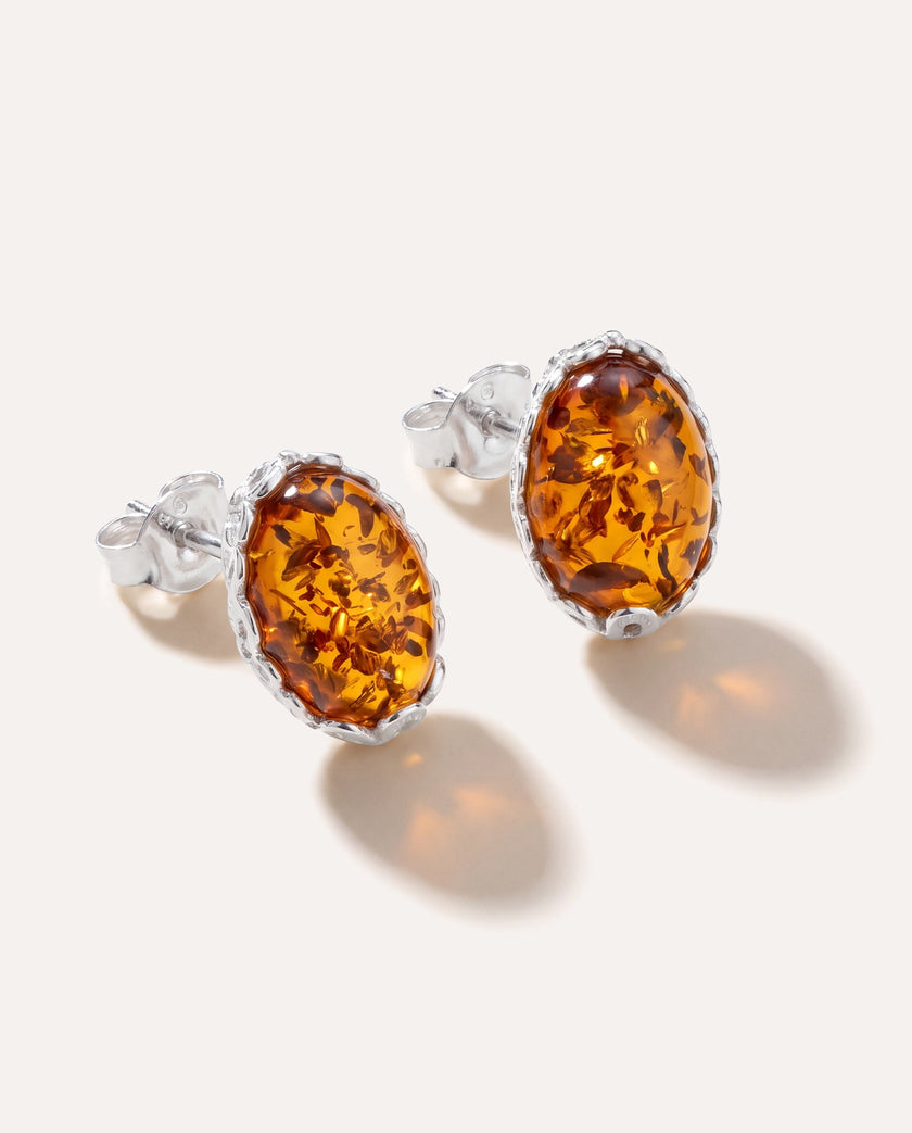Floral Frame Amber Stud Earrings