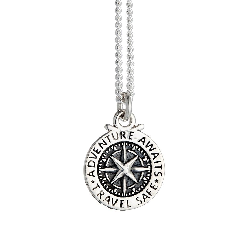 Travel Safe Compass Personalised Silver Charm