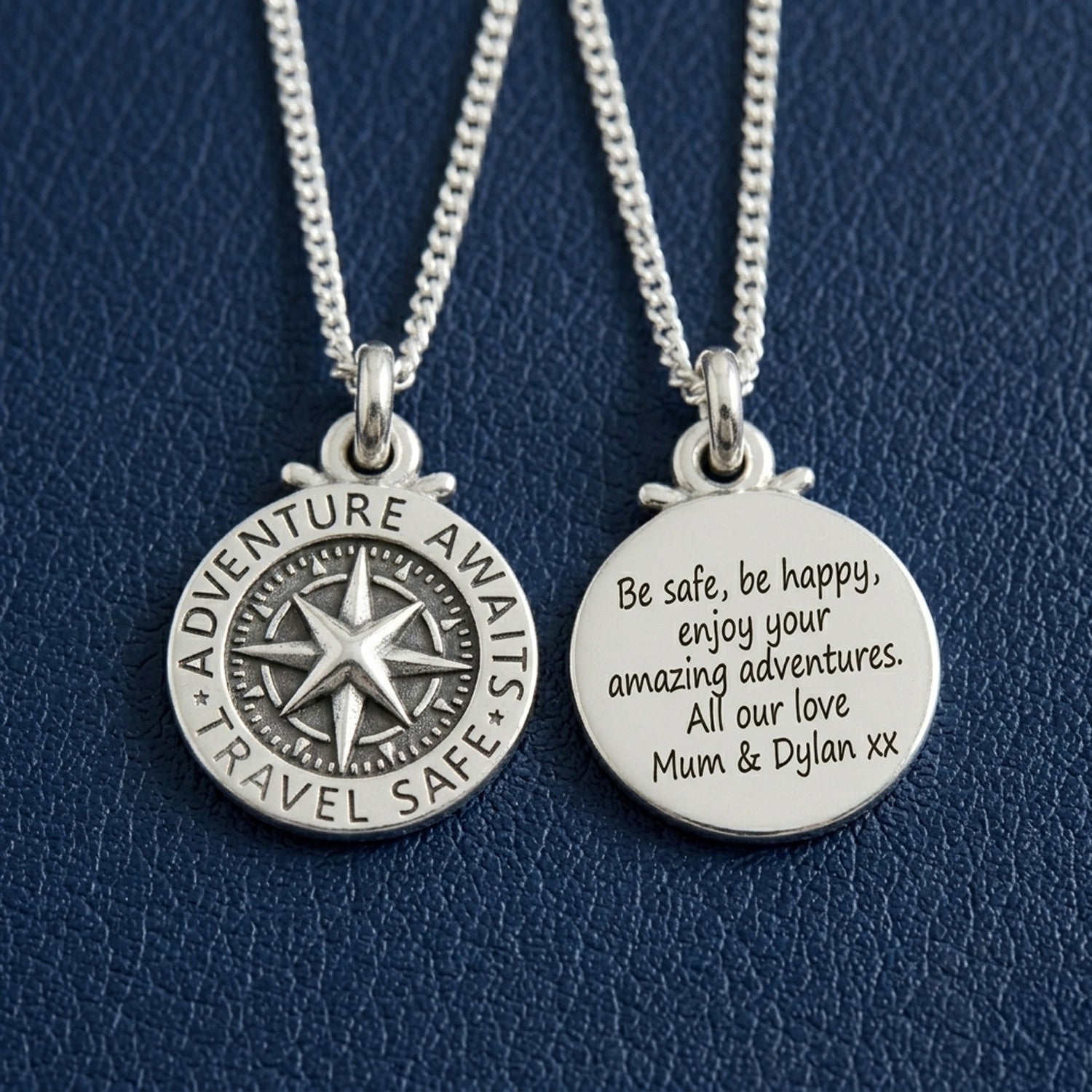 Travel Safe Compass St Christopher Small Silver Necklace