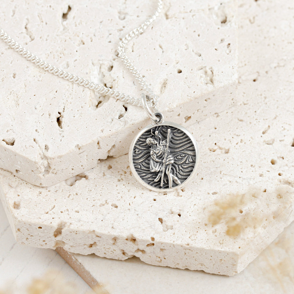 Storm Guardian Small Silver St Christopher Necklace