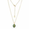 Medusa Gemstone and Snake Motif Pendant: Amazonite