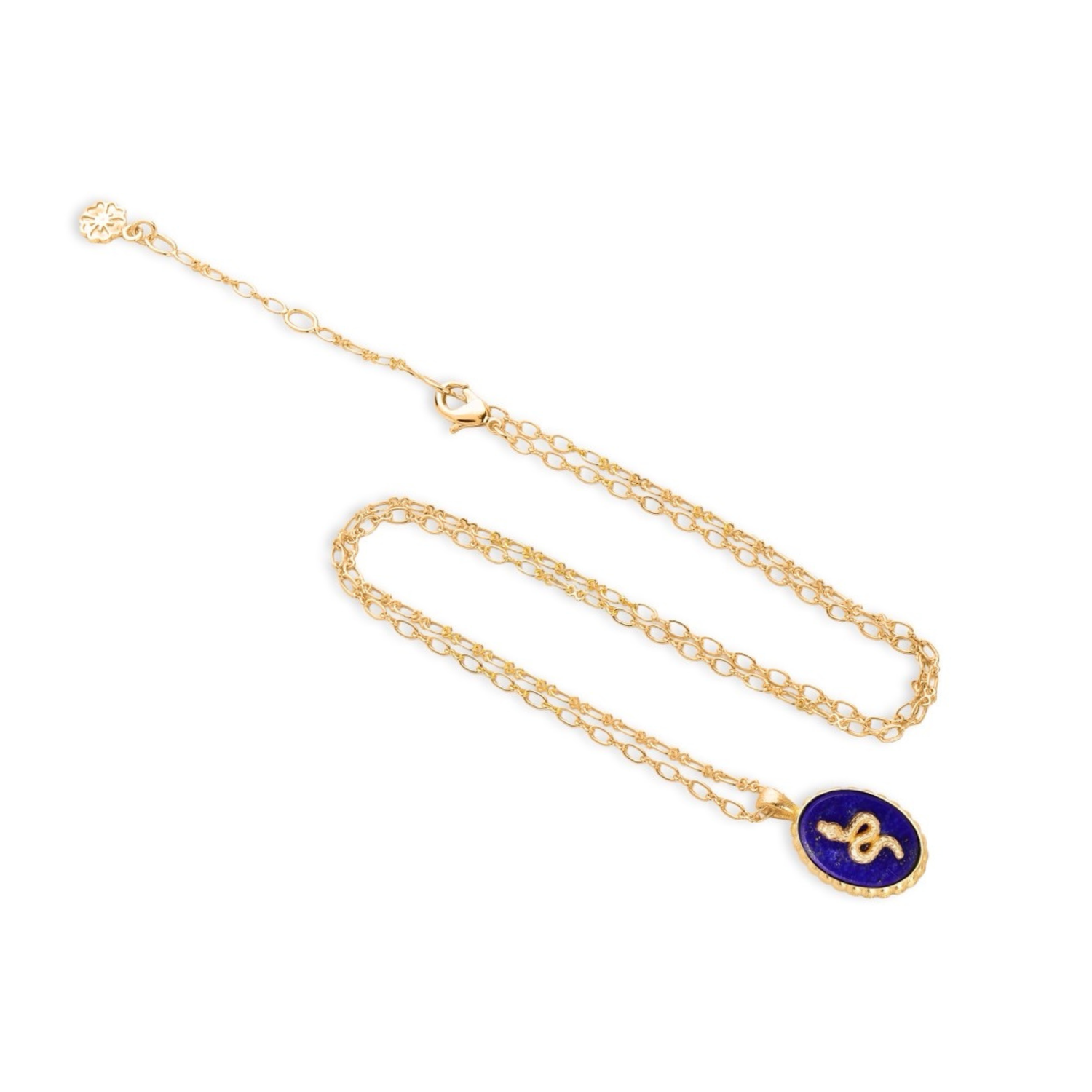 Medusa Gemstone and Snake Motif Pendant: Lapis