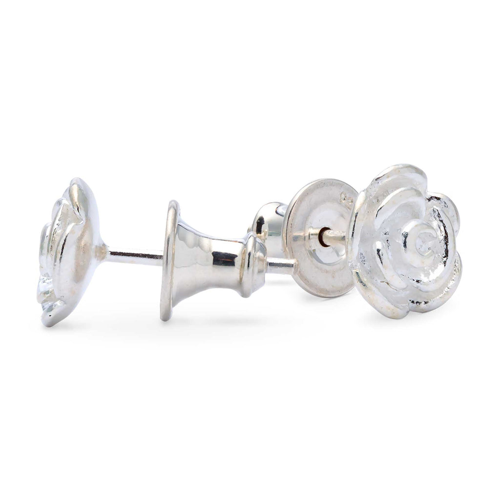 Rose Flower Silver Stud Earrings