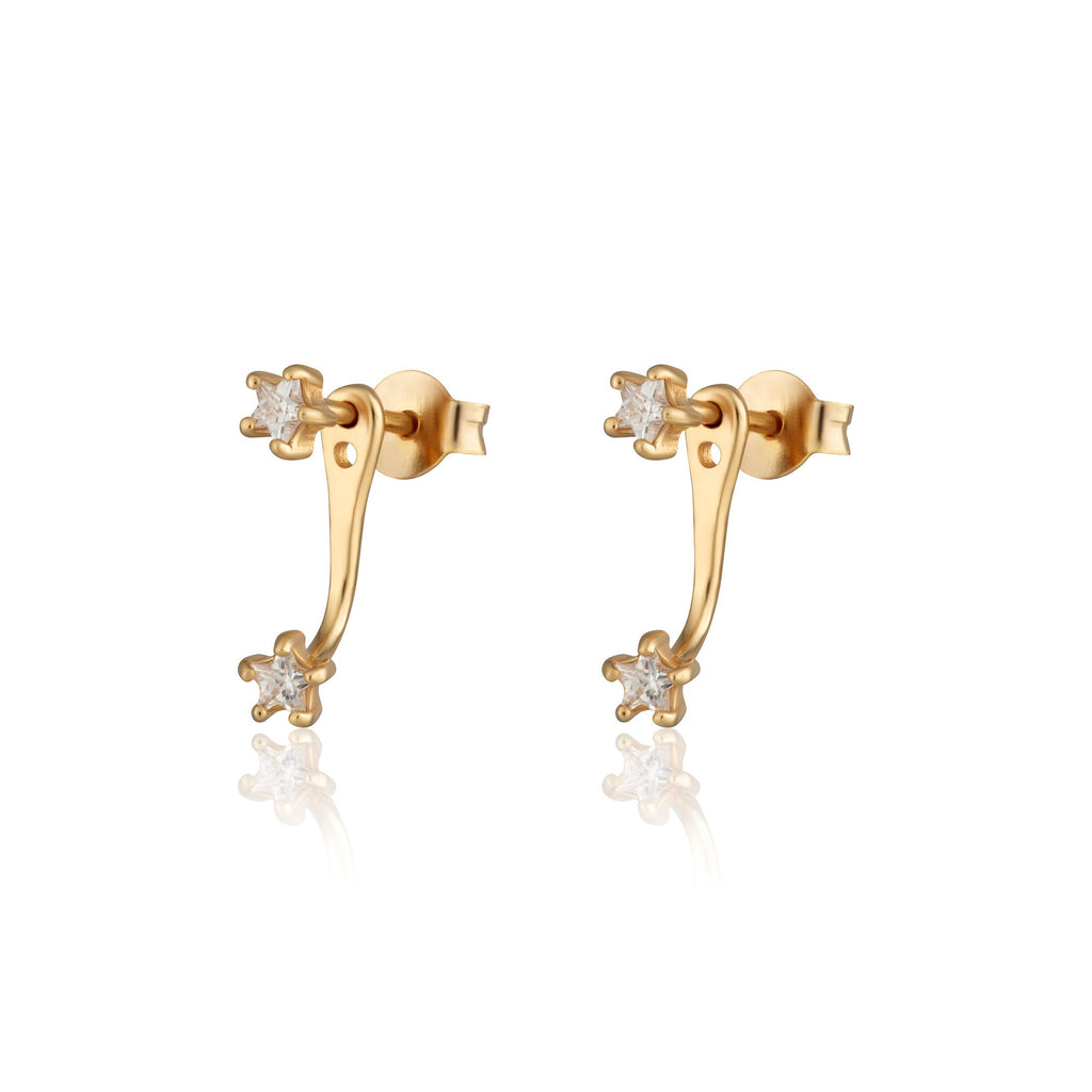 Sparkling Star Ear Jacket Stud Earrings