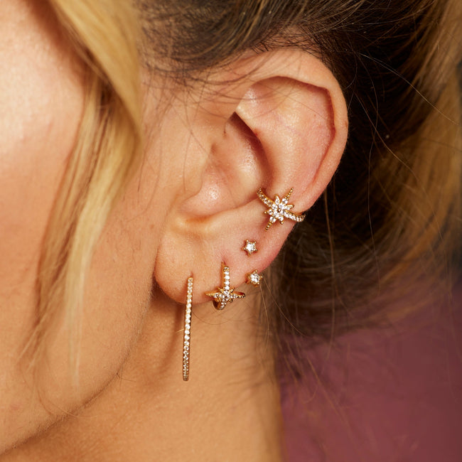 Sparkling Star Ear Jacket Stud Earrings