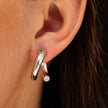 Sparkle Single Split Hoop Earring with Clear Stone