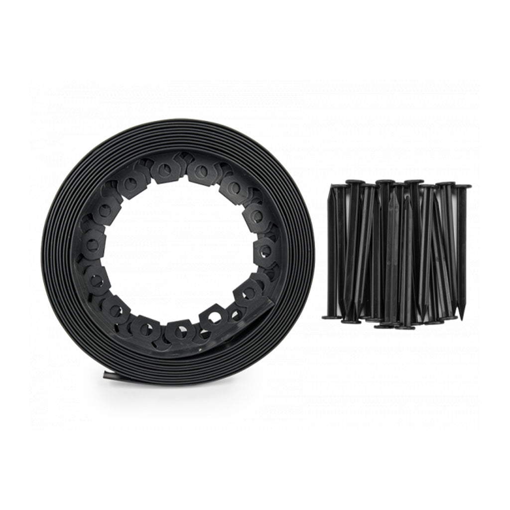 Lawn Border Set, Easy Border 40mm Black 10m With Pegs