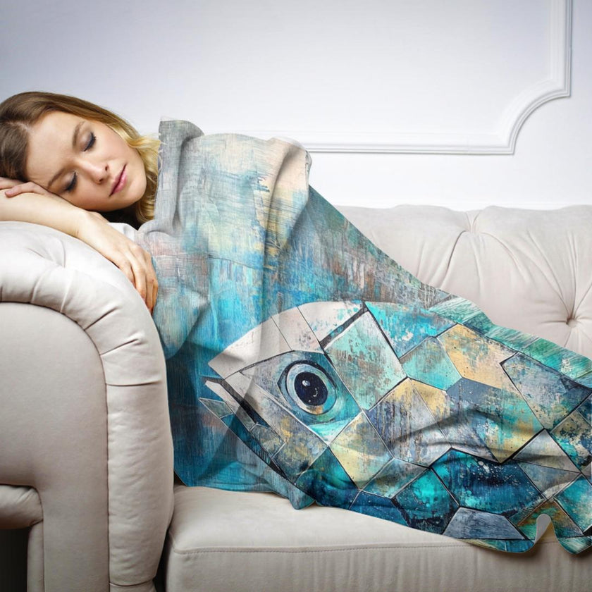 Geometric Fish Elegance Blanket