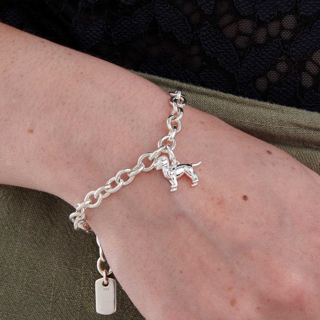 Pulsera con dije de perro Staffordshire Bull Terrier plateado