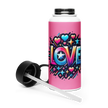 Stainless steel water bottle with a straw lid
