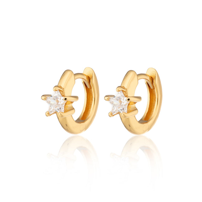 Pendientes Huggie Plata Estrella Brillante