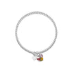Mixed Flower Heart Stretch Silver Beaded Bracelet