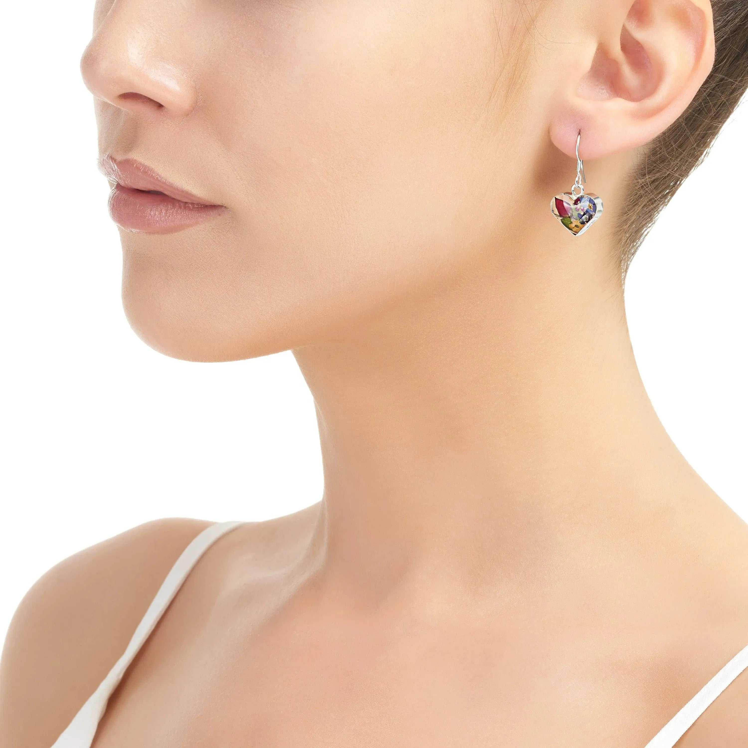 Mixed Flower Heart Drop Earrings