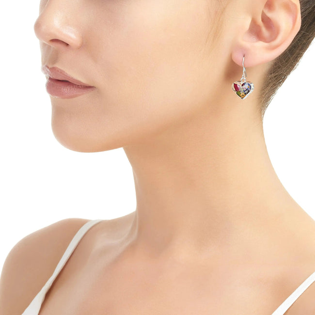 Mixed Flower Heart Drop Earrings