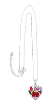 Mixed Flower Heart Pendant Necklace