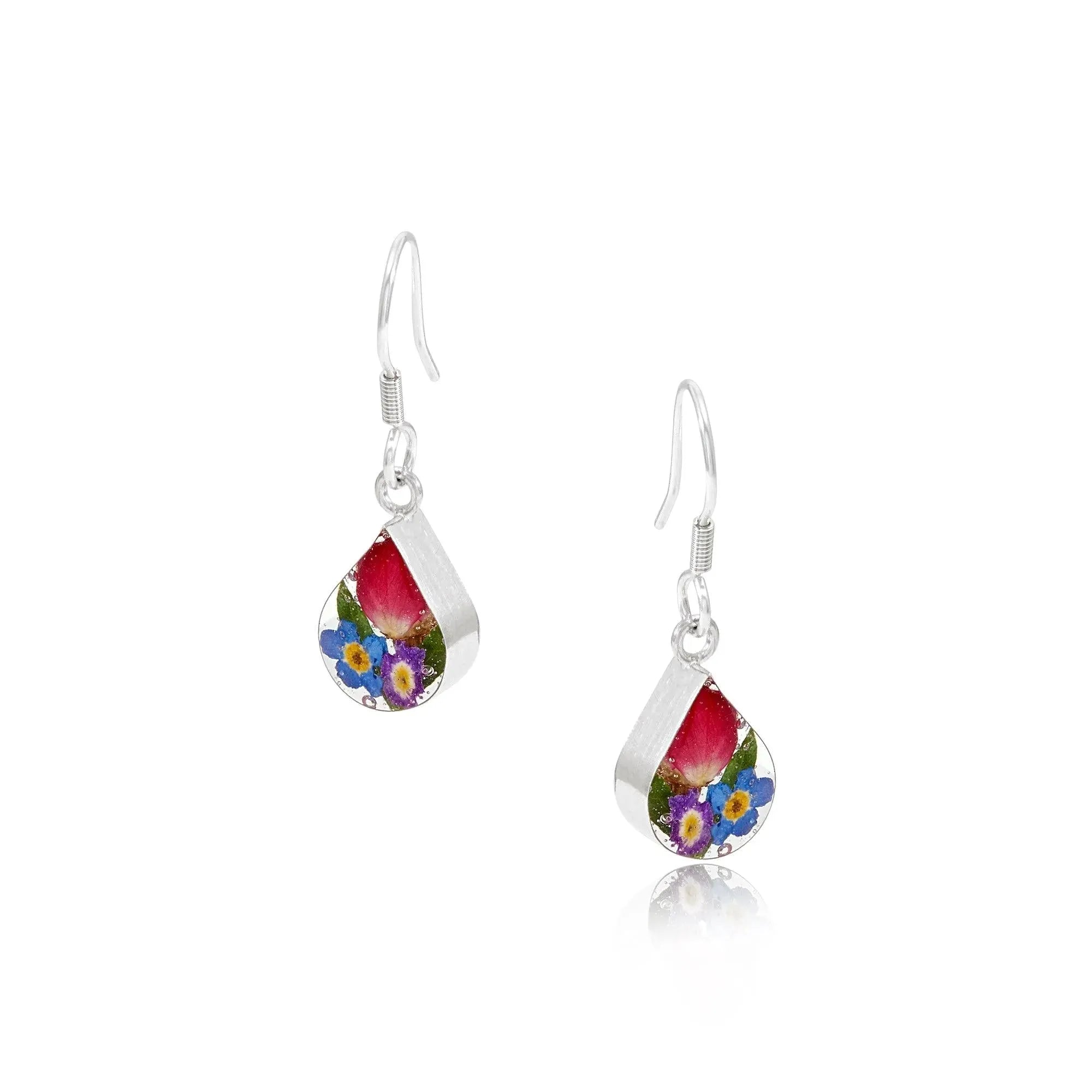Mixed Flower Teardrop Dangle Drop Earrings