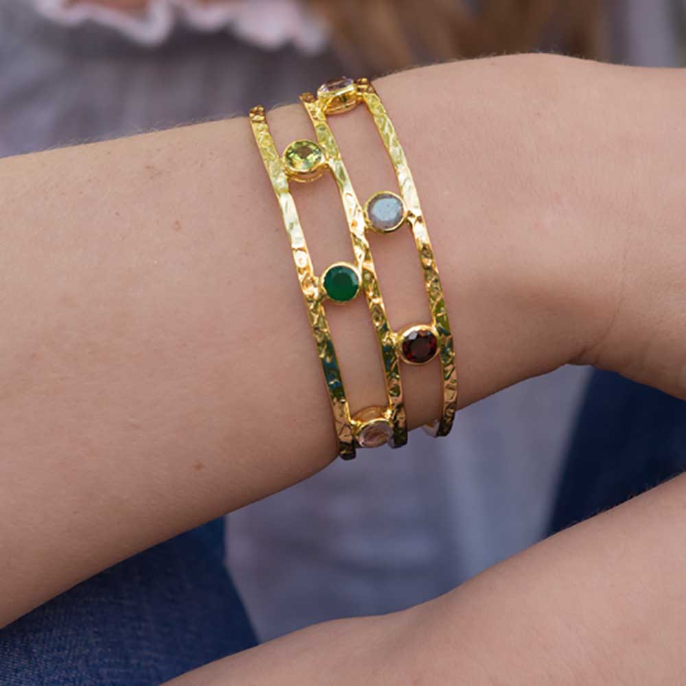 Thalia Gemstone Bangle with Garnet, Peridot, Labradorite & Amethyst