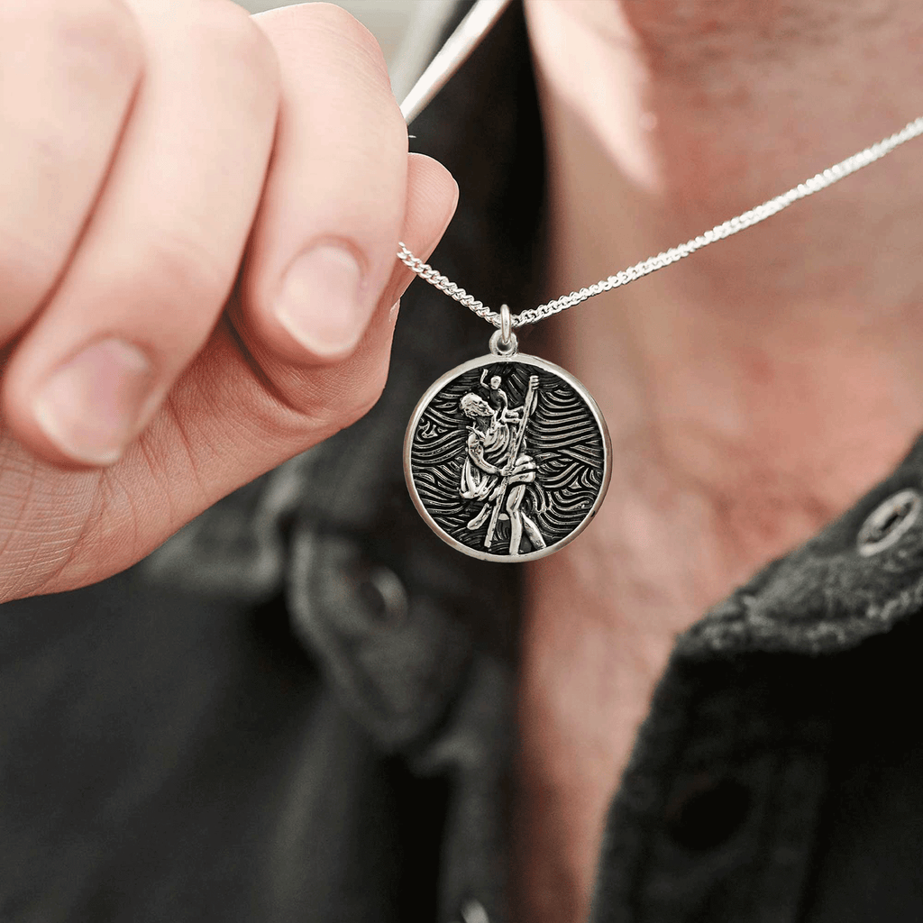 Storm Guardian Silver St Christopher Necklace