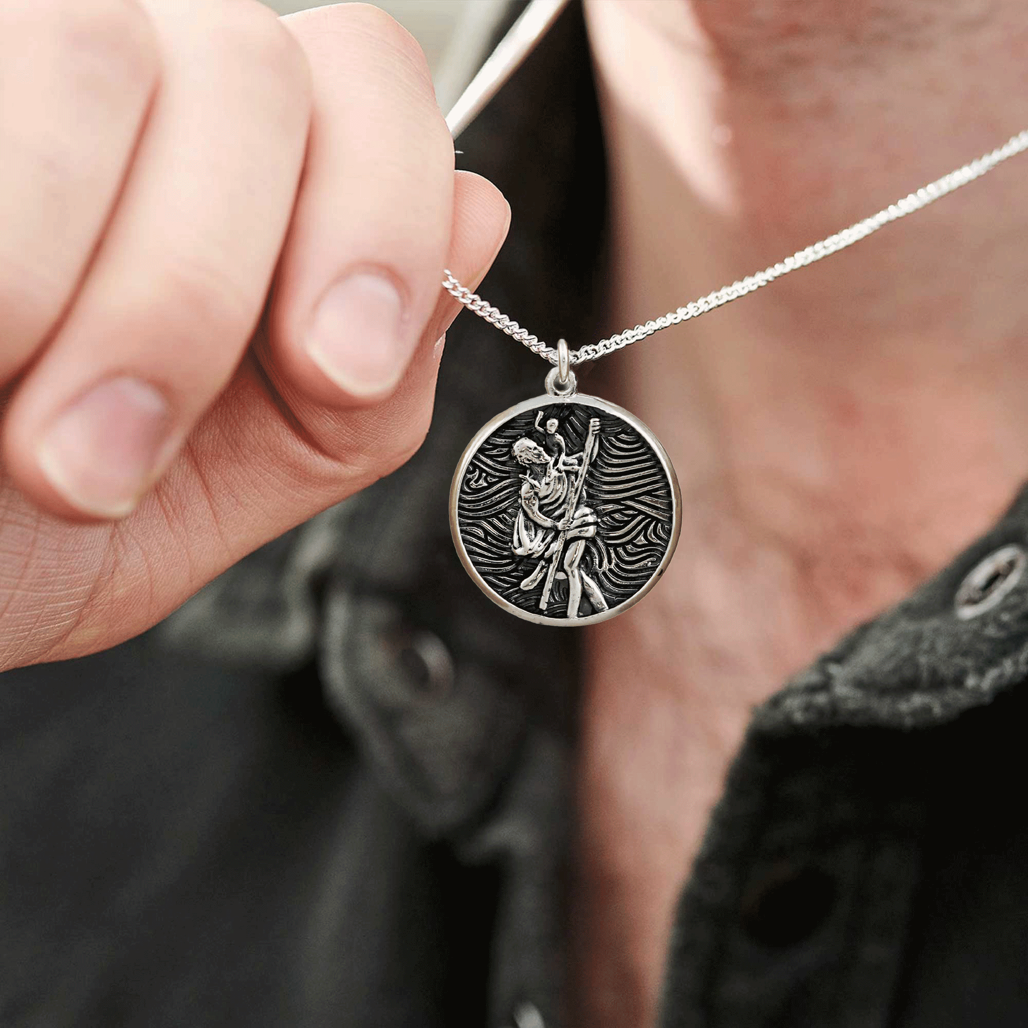 Storm Guardian Silver St Christopher Necklace