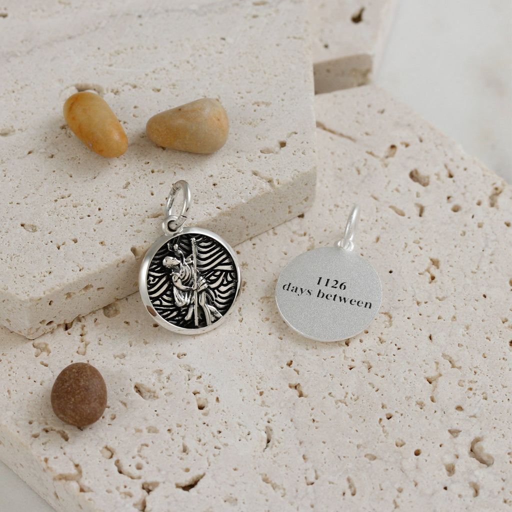 Storm Guardian Saint Christopher Personalised Silver Charm