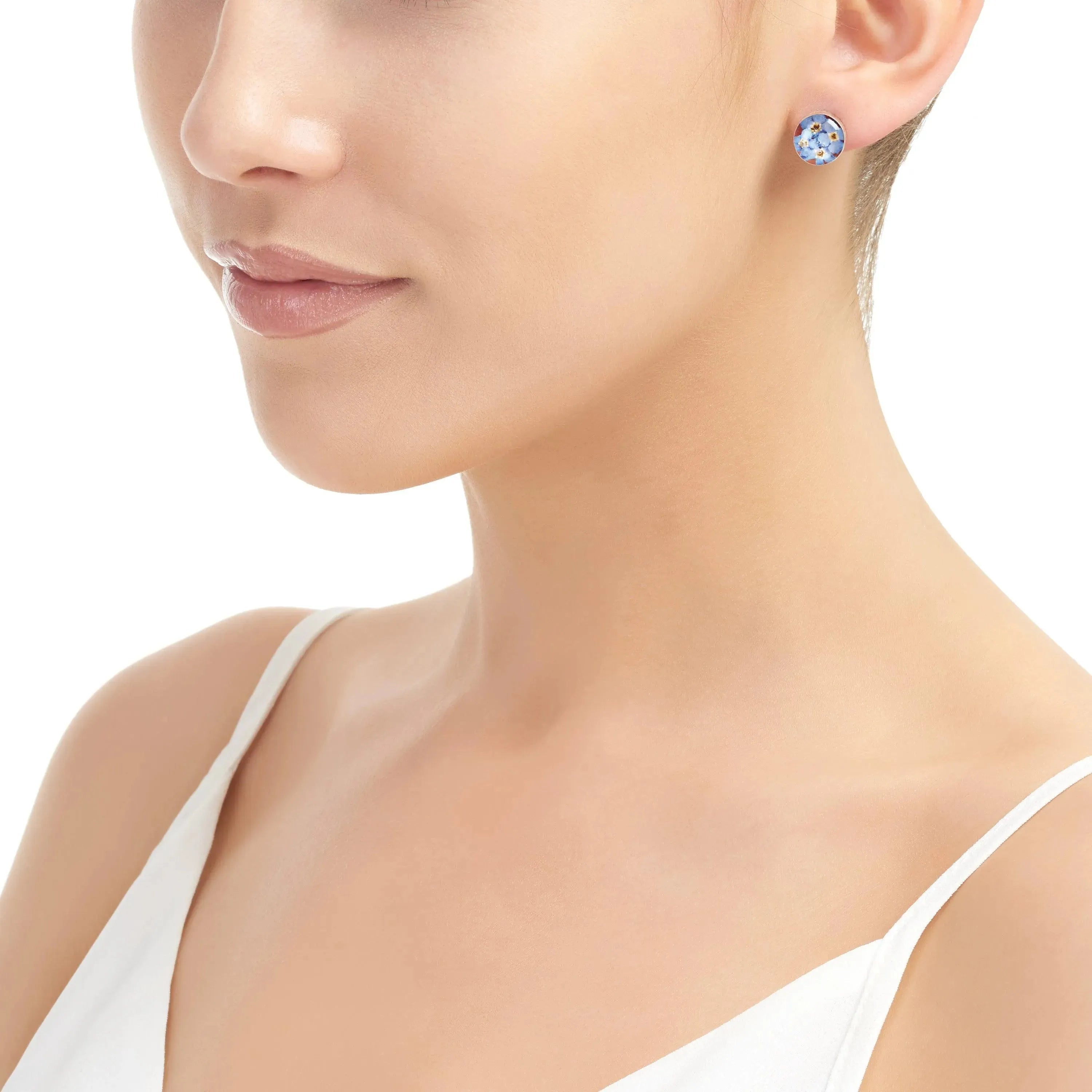 Forget-Me-Not Round Stud Earrings