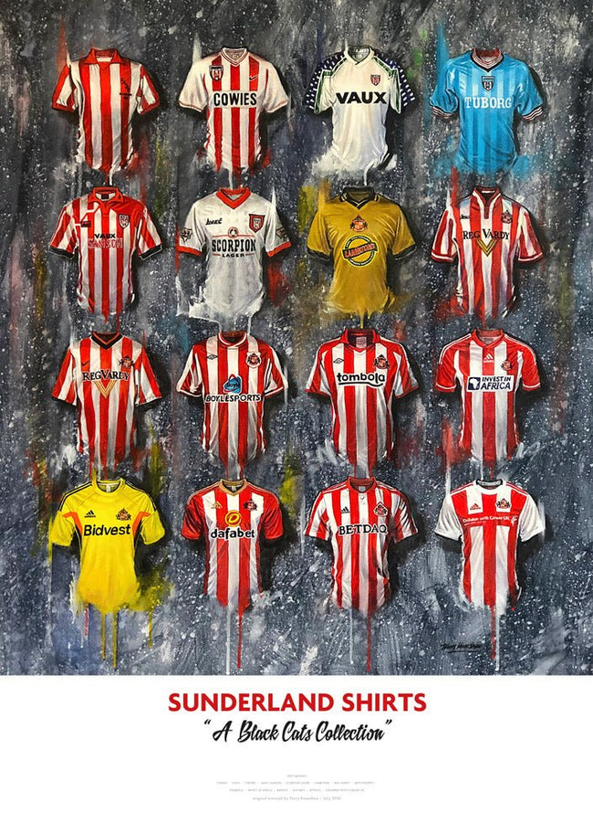 Sunderland FC Shirts - A2 Signed Limited Edition Prints