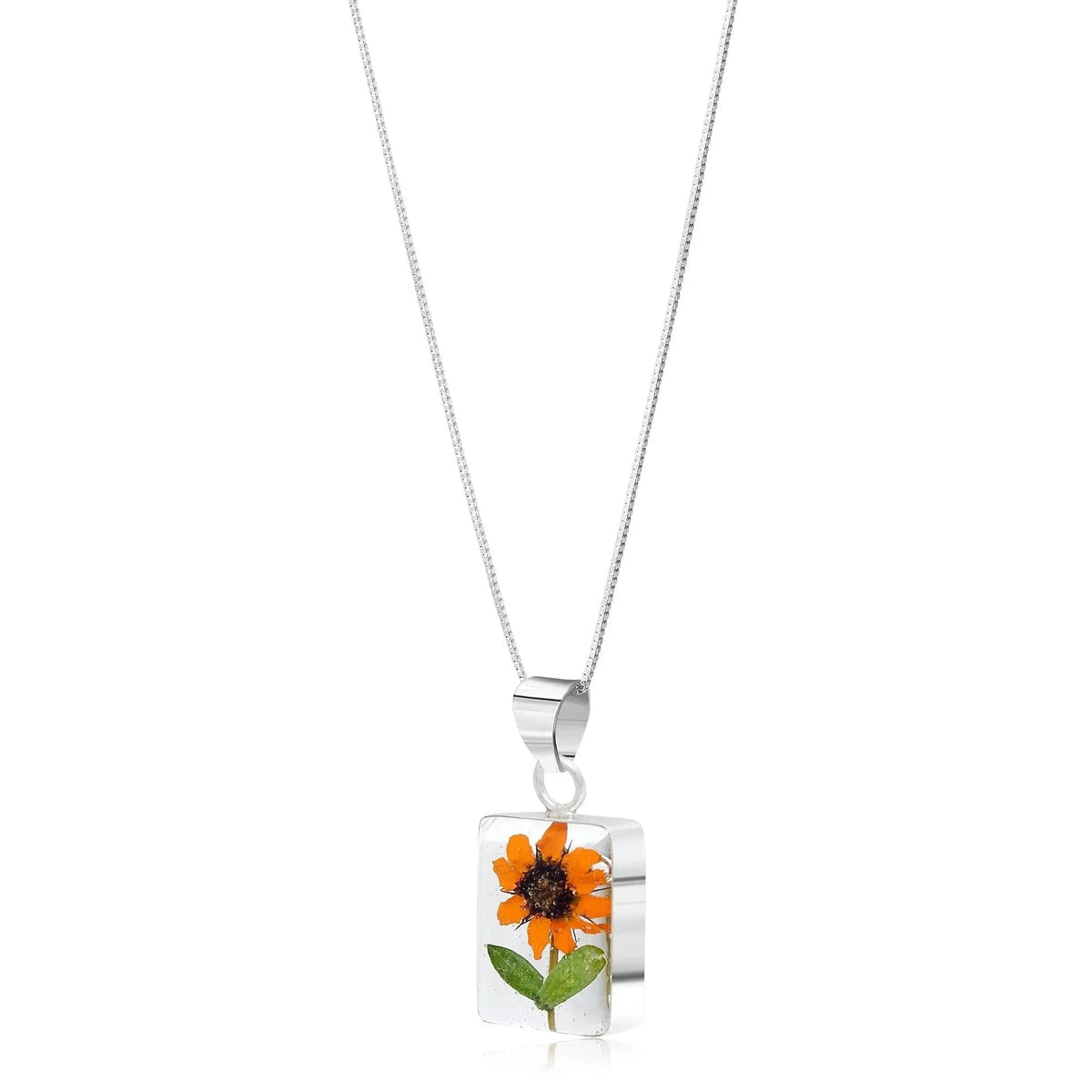 Sunflower Rectangle Pendant Necklace
