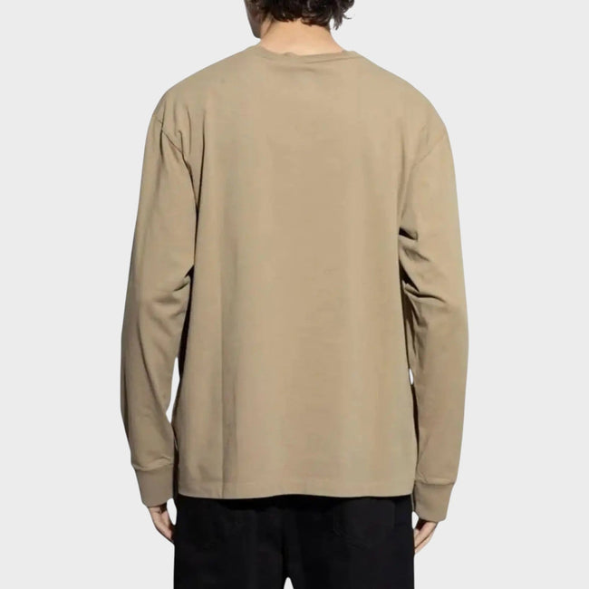 T-shirt ample à manches longues avec logo beige